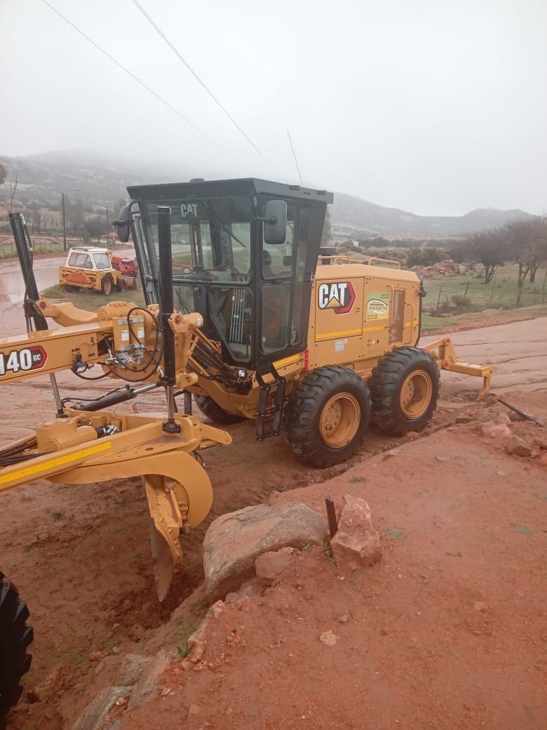 Heavy machinery deployed by Onkabetse Civils on a construction project
